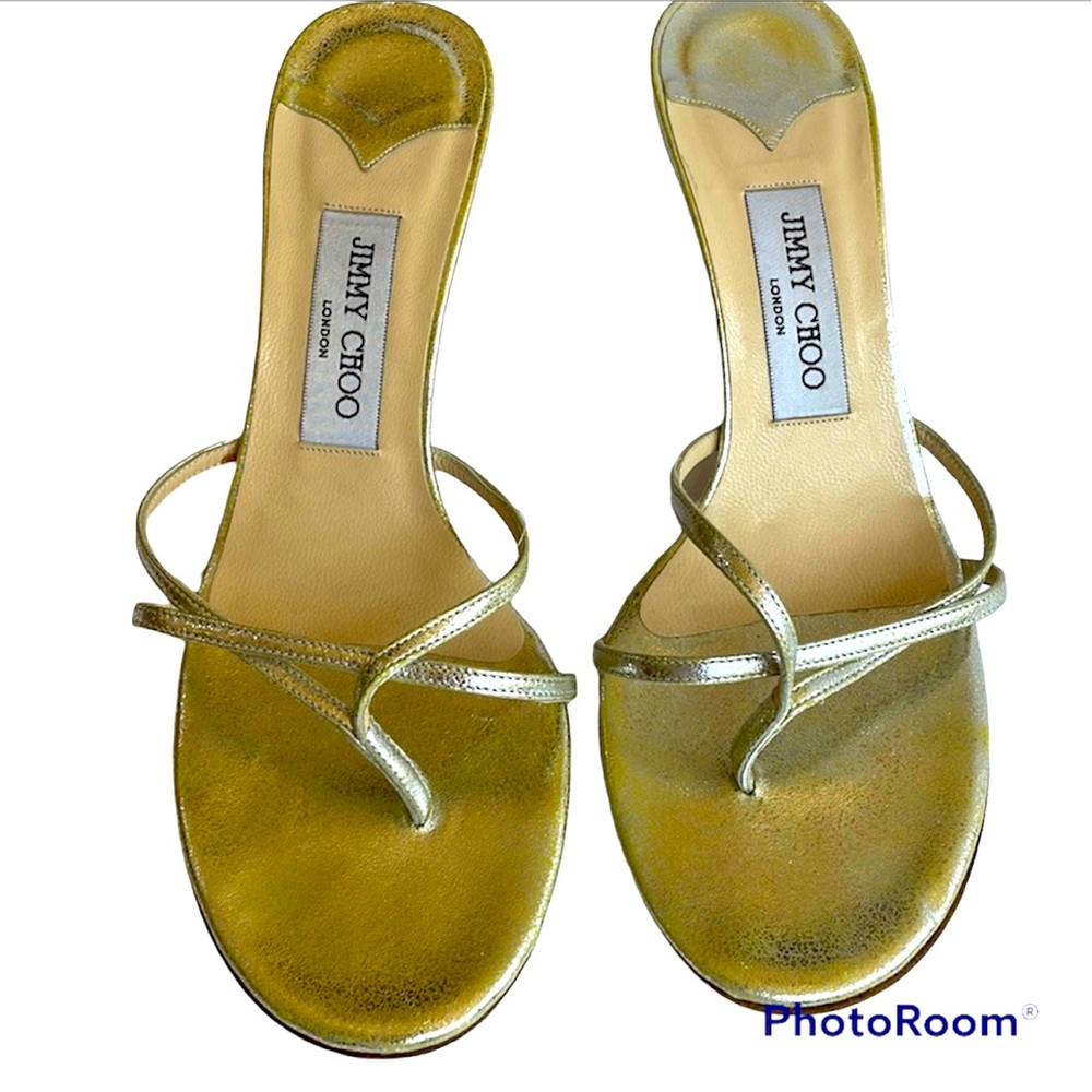 JIMMY CHOO champagne metallic sandals, size 39